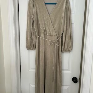 Elegant Gold Wrap Dress